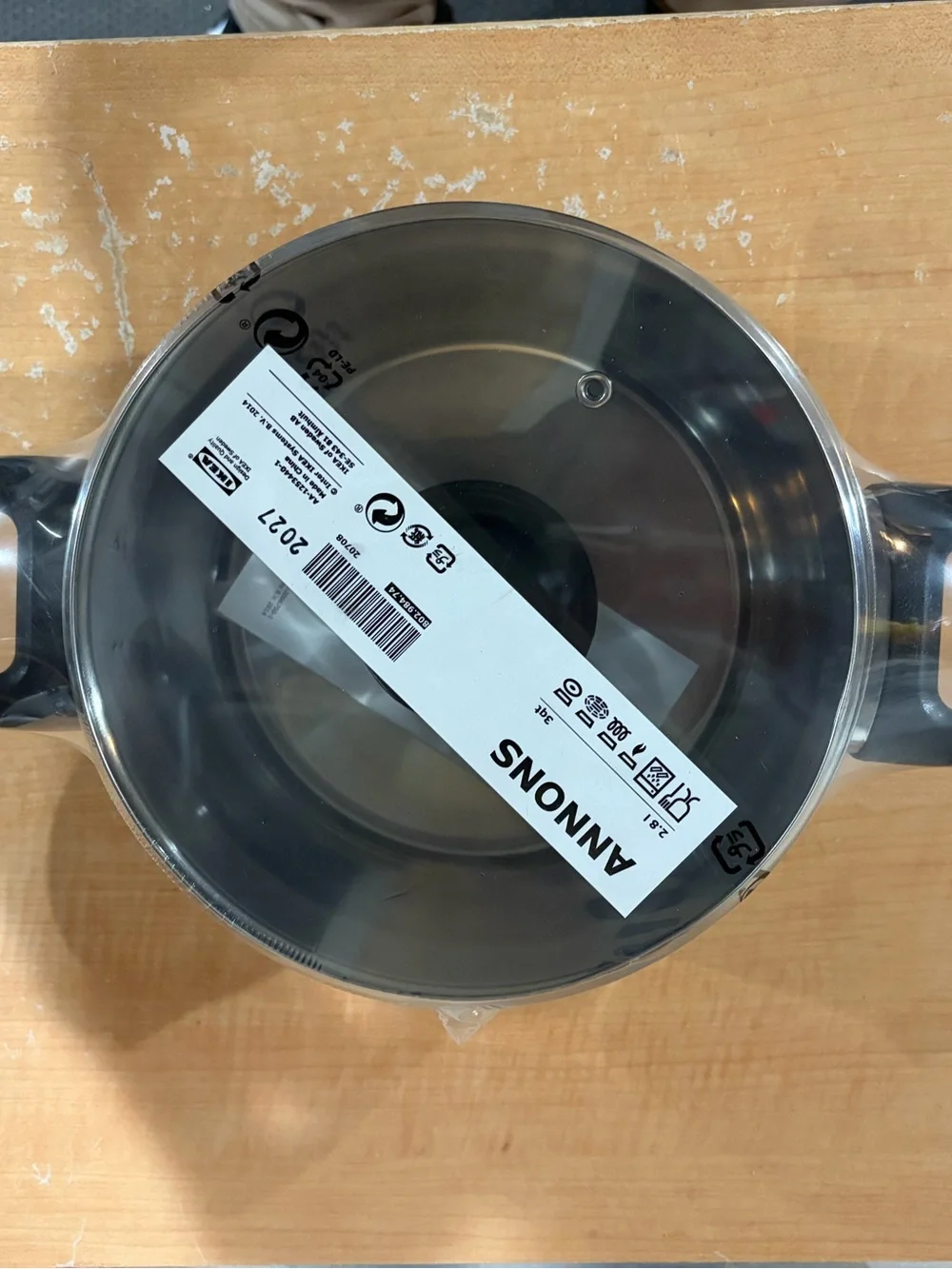 IKEA ANTONS Clear Glass Lid with Black Knob